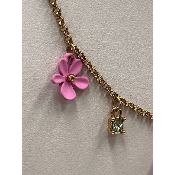 Betsey Johnson Pink
Rubberized 3 Triple Flower Green Rhinestone Necklace - Picture 4 of 8